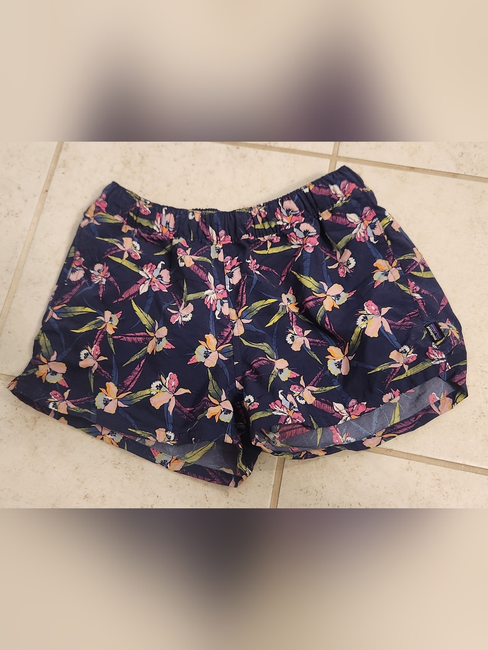 Patagonia Shorts Womens Size S Blue Floral Nylon High Waist #N1275